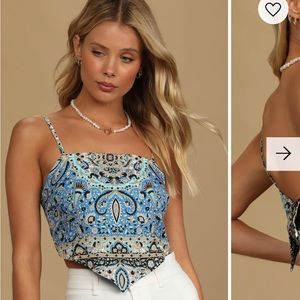 Lulus Desert Daze Navy Blue Multi Print Bandana Top